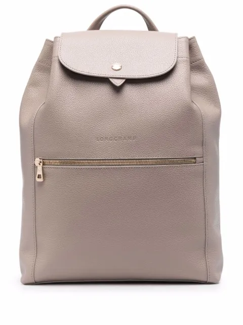 beige leather backpack
