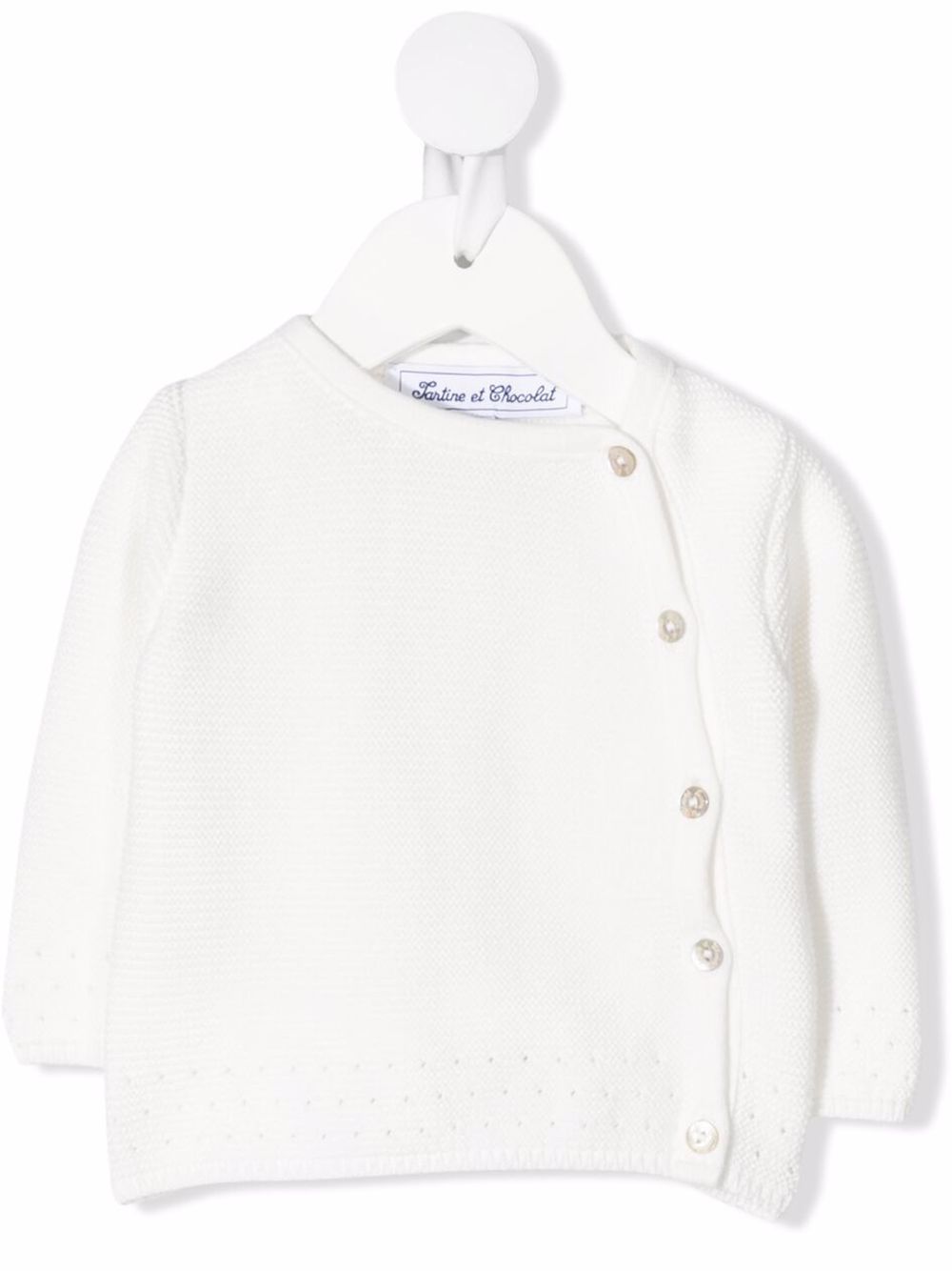 Tartine Et Chocolat Babies' Off-centre Button Cardigan In White