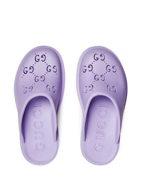 gucci perforated gg platform mules
