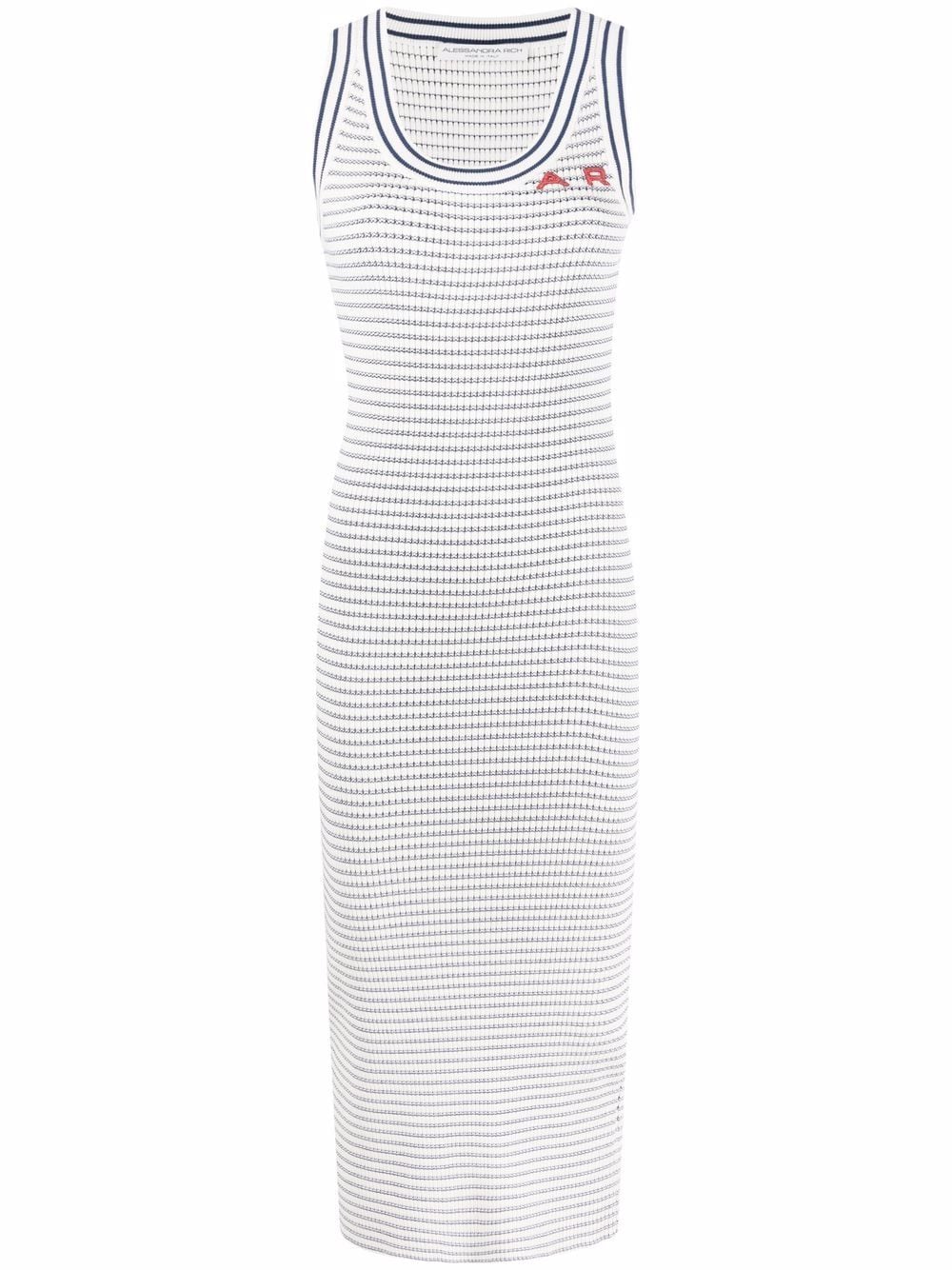 ALESSANDRA RICH STRIPED SLEEVELESS MIDI DRESS