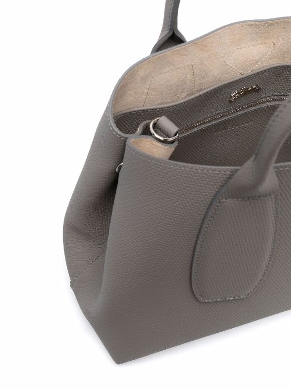 Longchamp - Authenticated Roseau Handbag - Leather Grey Plain for Women, Never Worn