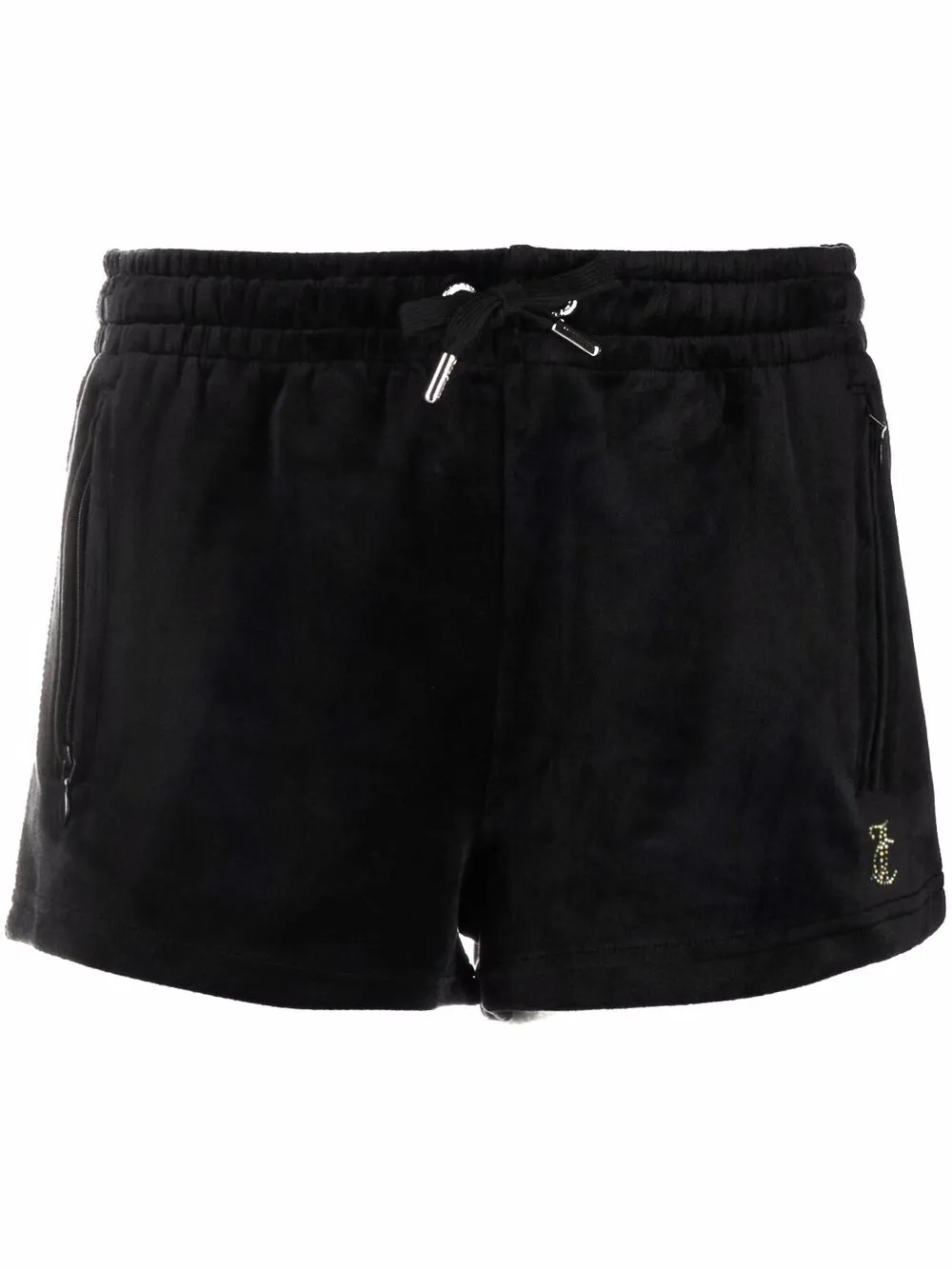 Juicy Couture crystal-logo velour shorts | Black | Image 1