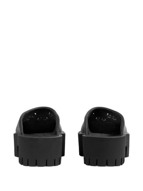 gucci perforated gg platform mules