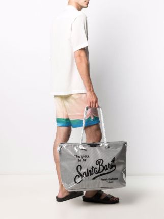 mesh slogan print tote bag展示图