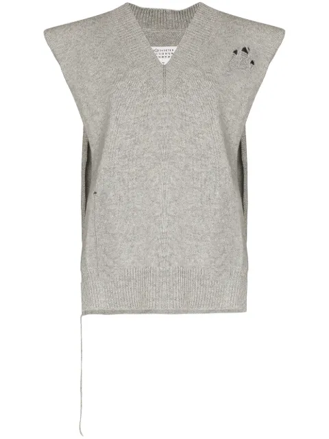 Maison Margiela ripped V-neck knitted vest