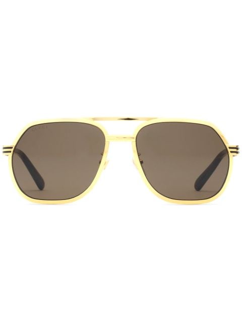 Gucci Eyewear - double bridge navigator-frame sunglasses