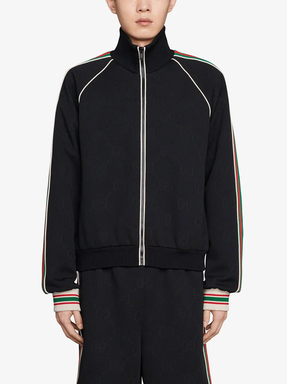 GUCCI Logo-Jacquard Wool-Blend Fleece and Shell Half-Zip Track