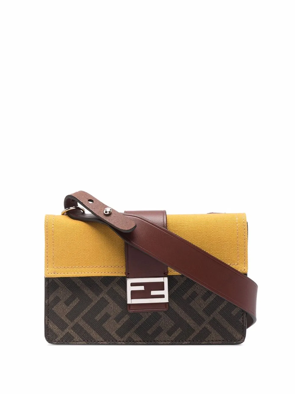 Fendi Small Baguette Coated Canvas Pouch In Brown