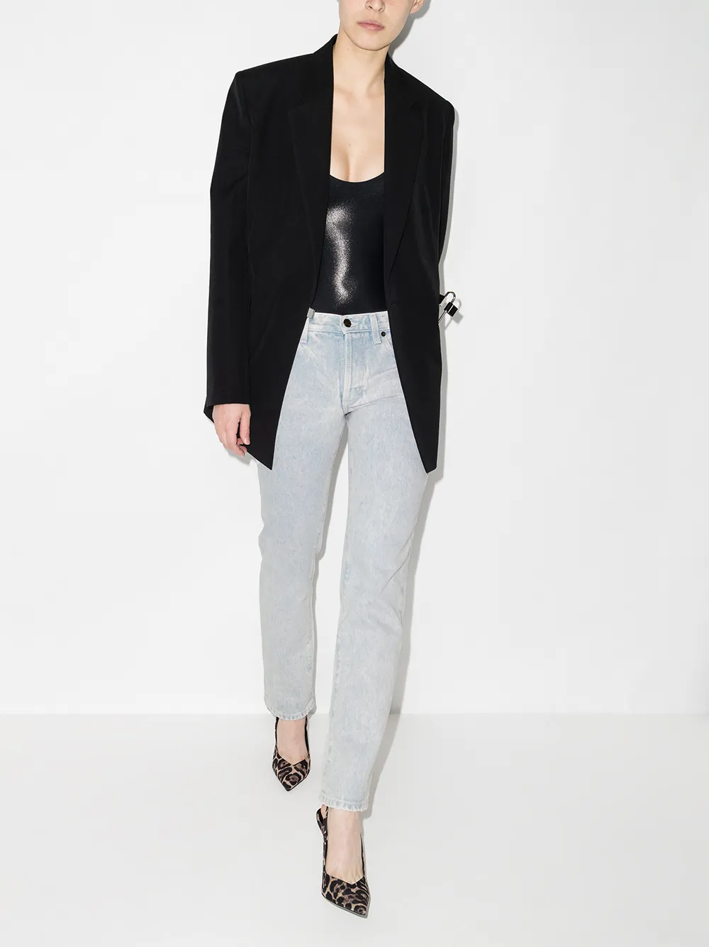 фото Saint laurent укороченные джинсы с эффектом потертости
