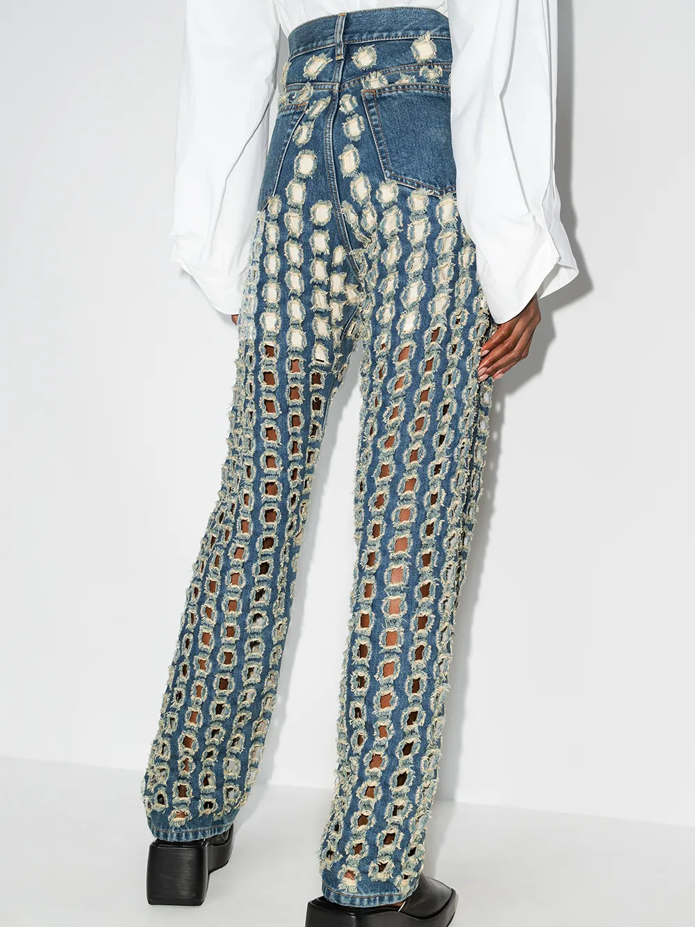 фото Maison margiela джинсы прямого кроя с перфорацией