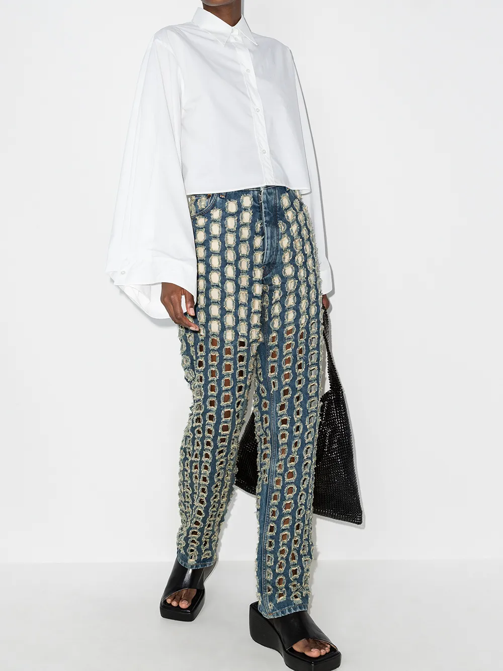 фото Maison margiela джинсы прямого кроя с перфорацией