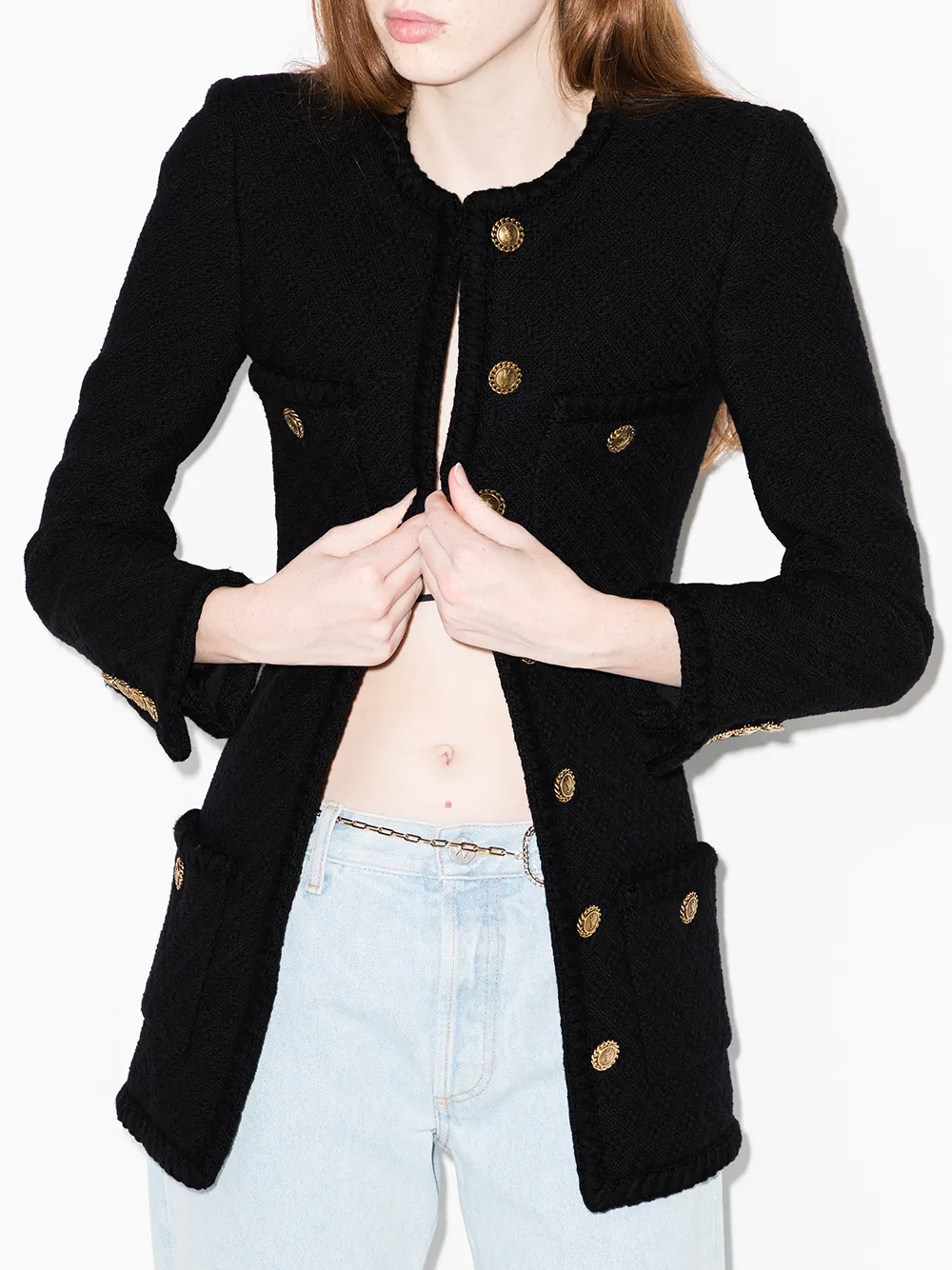 Saint Laurent Jack met ronde hals - Zwart