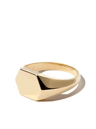Lizzie Mandler Fine Jewelry 18kt Yellow Gold Hex Knife Edge Signet