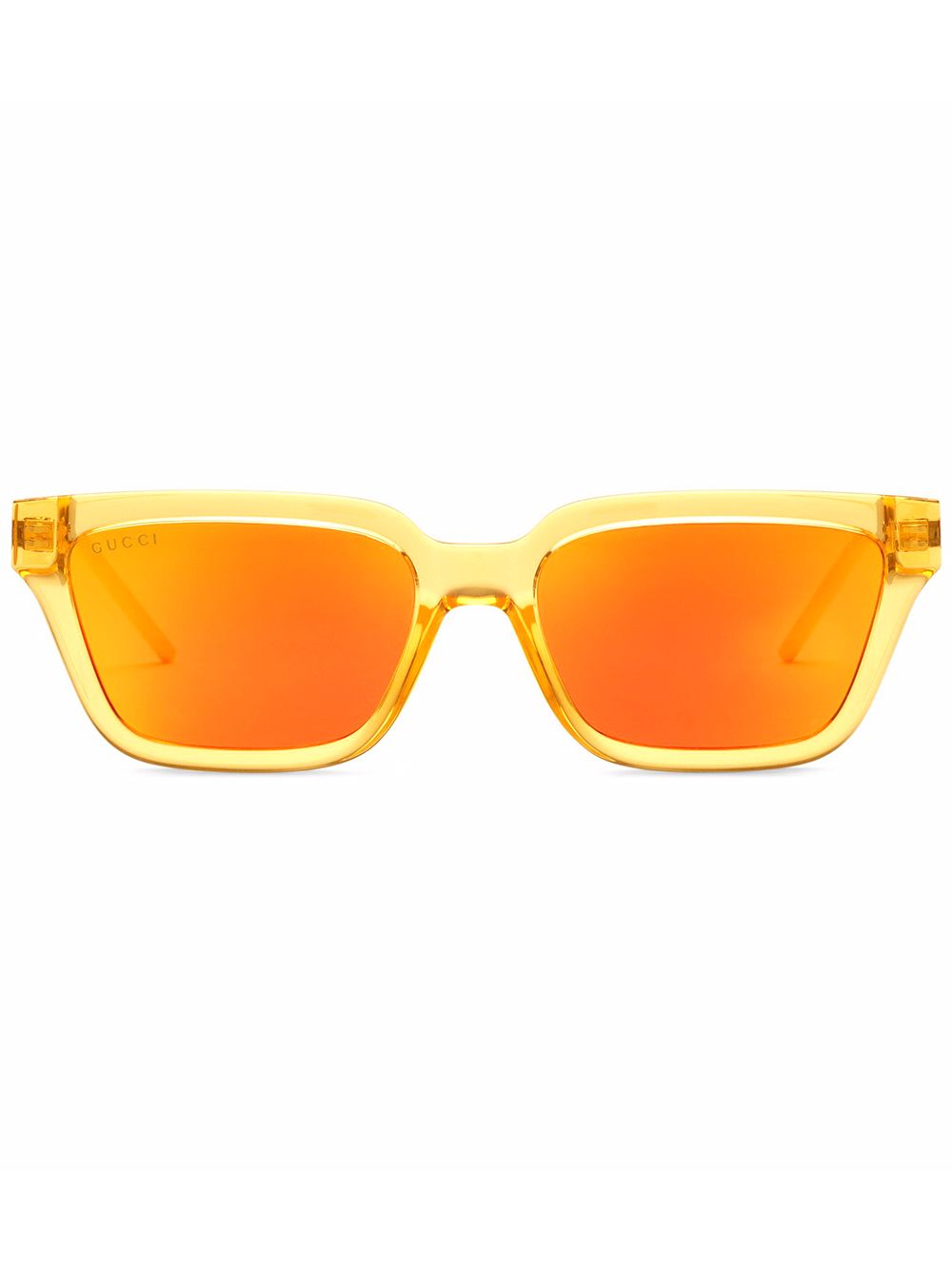Gucci Logo-print Mirrored Square-framed Sunglasses In Orange