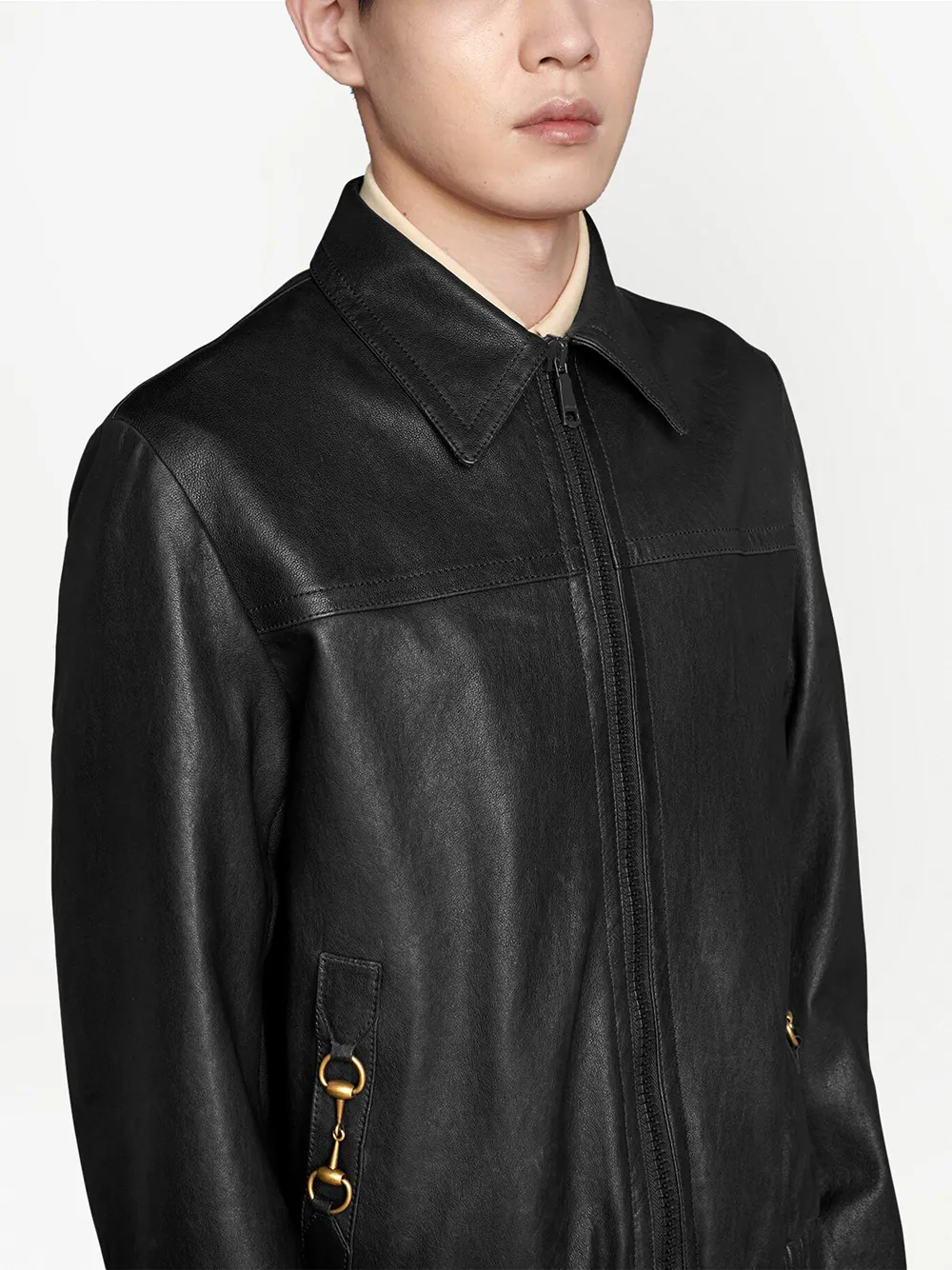 Gucci Horsebit Lambskin Jacket In Schwarz ModeSens