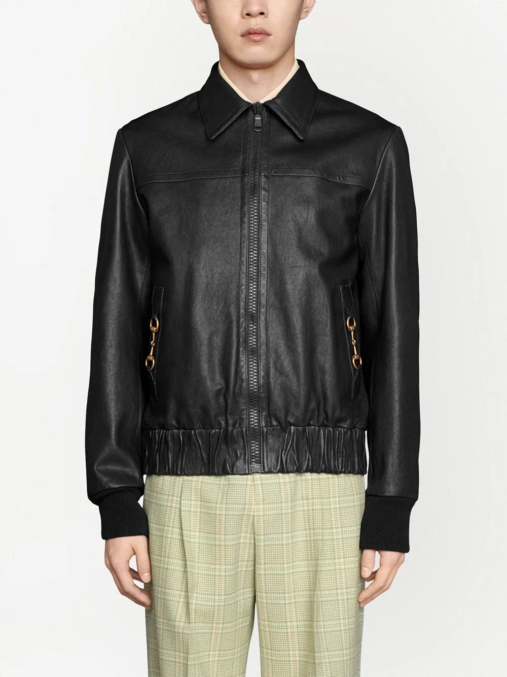 Gucci Horsebit Lambskin Jacket In Schwarz ModeSens