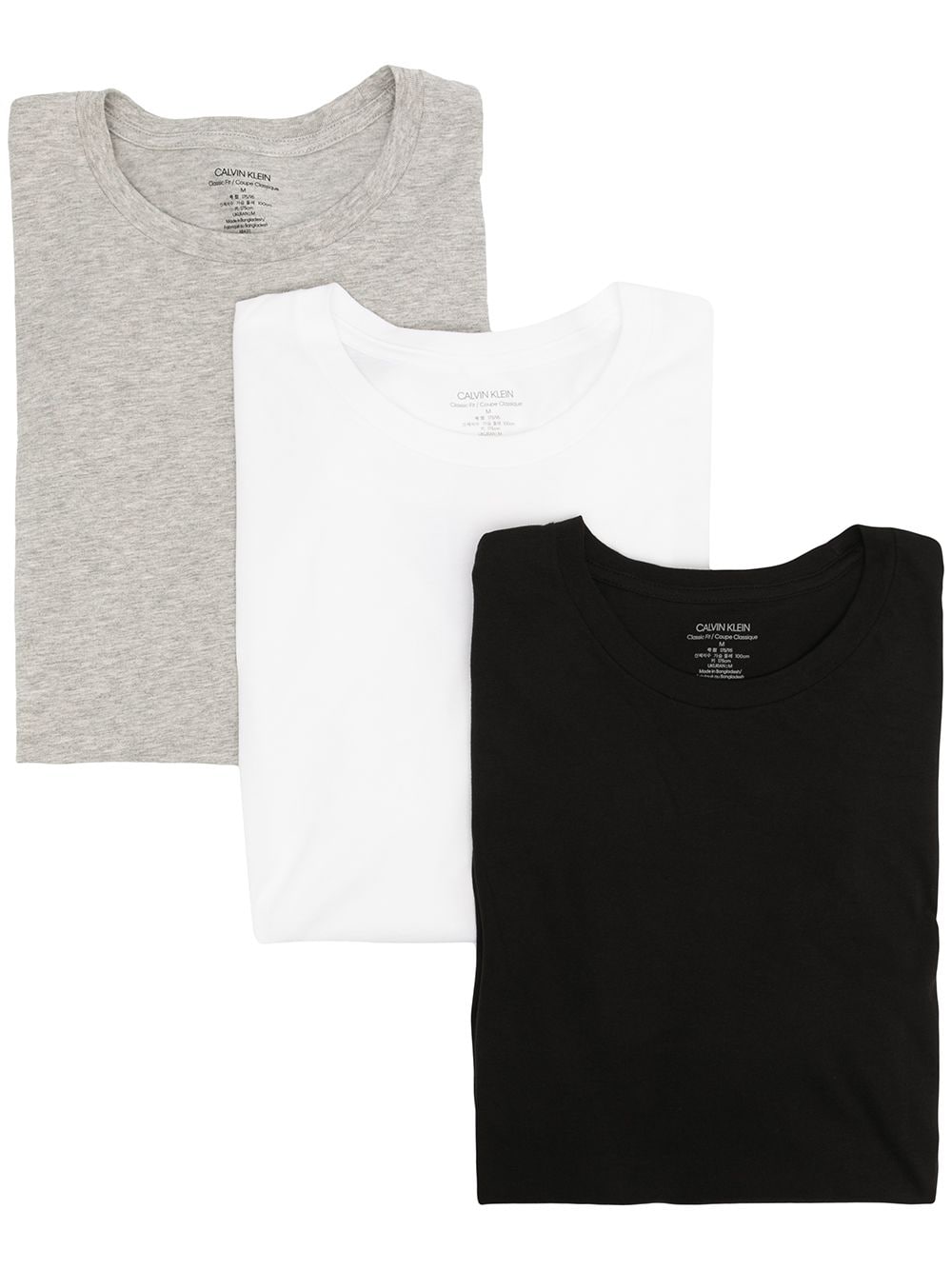 Shop Calvin Klein Round Neck Short-sleeved T-shirt Set Of 3 In 黑色
