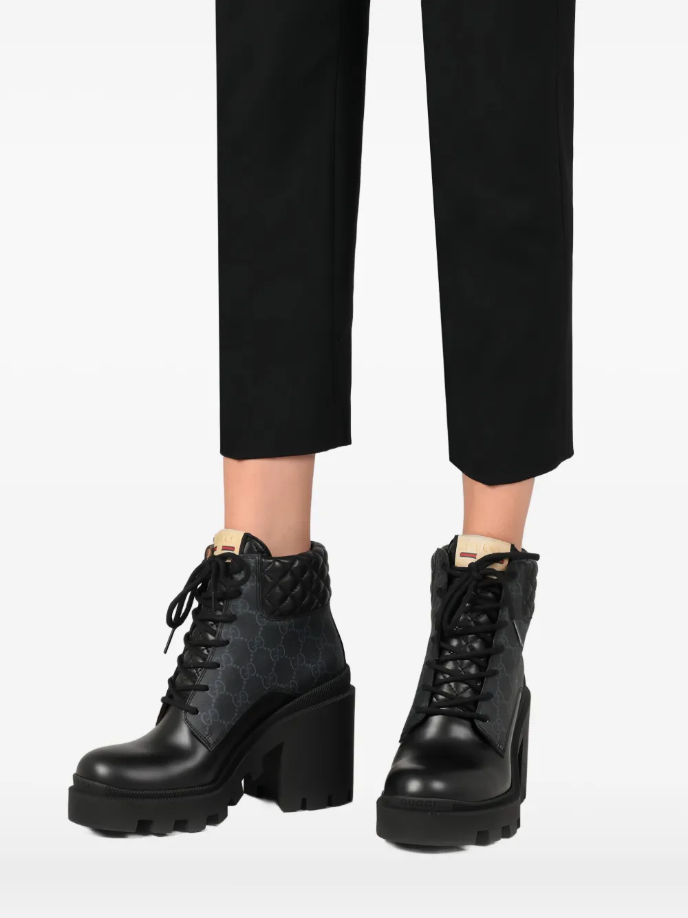Gucci GG Supreme Combat Boots in Black, view 5