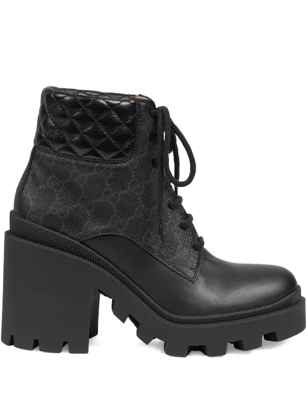 Gucci GG Supreme Combat Boots in Black