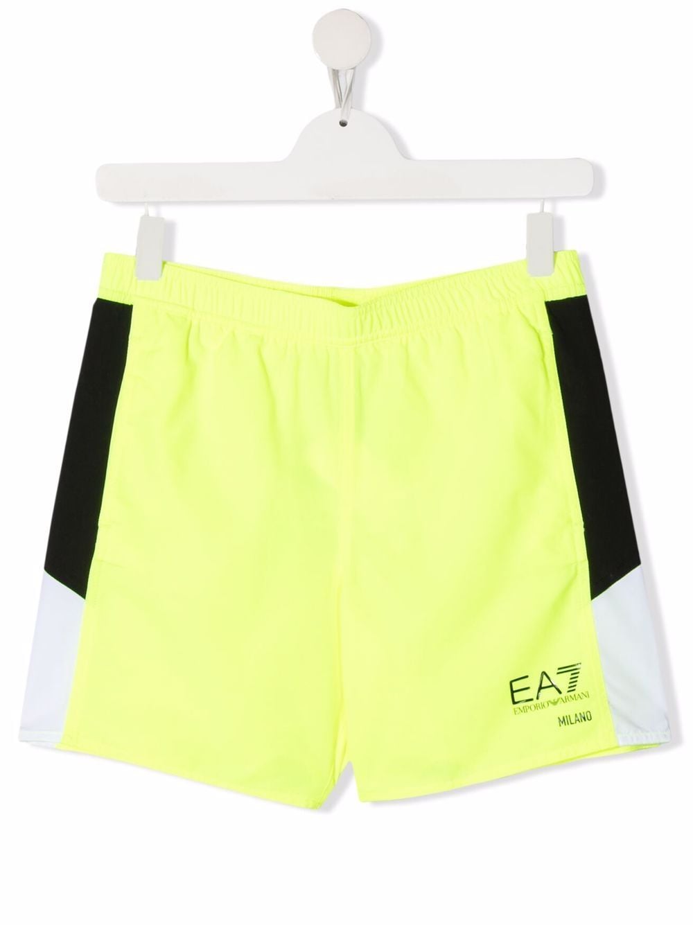 Emporio Armani Logo Colour-block Swim Shorts In Gelb