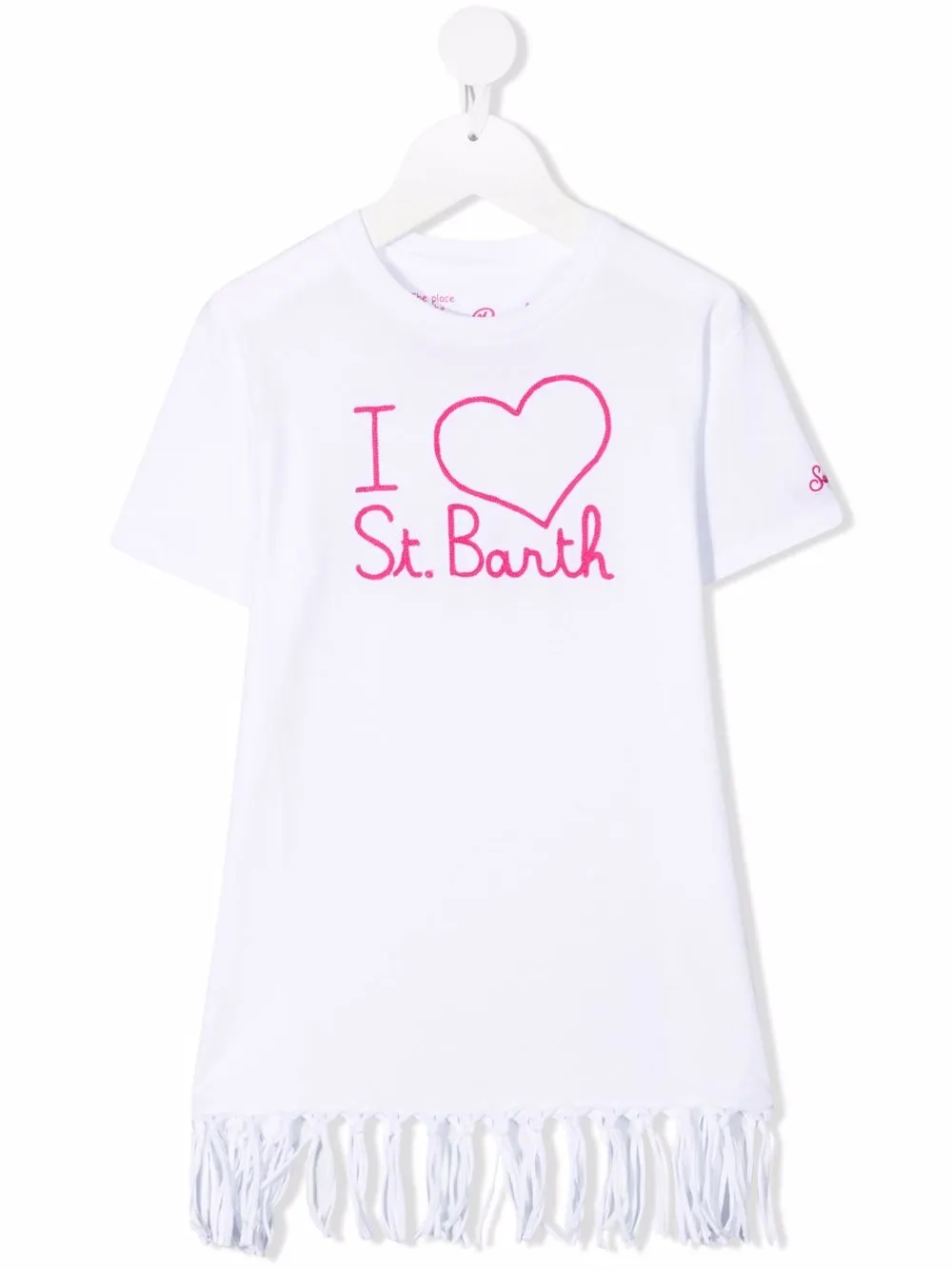 фото Mc2 saint barth kids платье-футболка с бахромой и логотипом