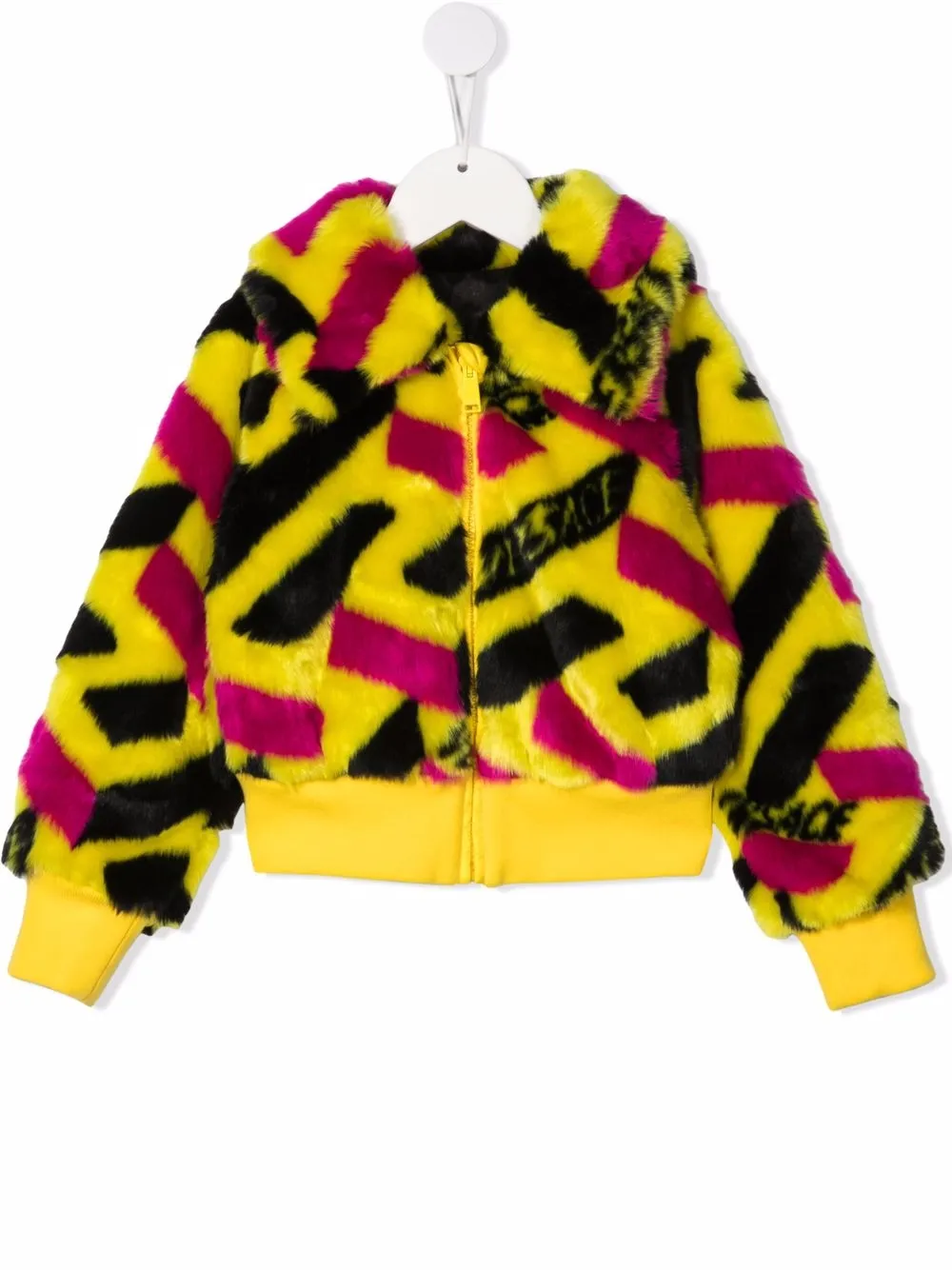 Versace Kids шуба из искусственного меха в стиле колор-блок