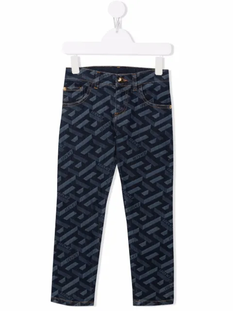 Versace Kids logo print skinny jeans 