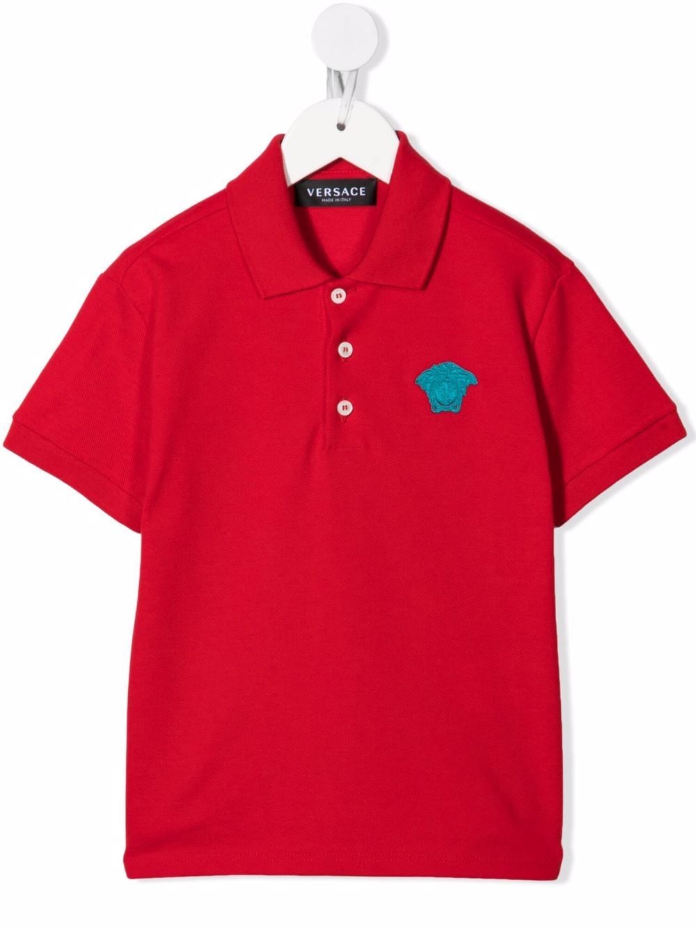 

Versace Kids playera tipo polo con bordado Medusa - Rojo