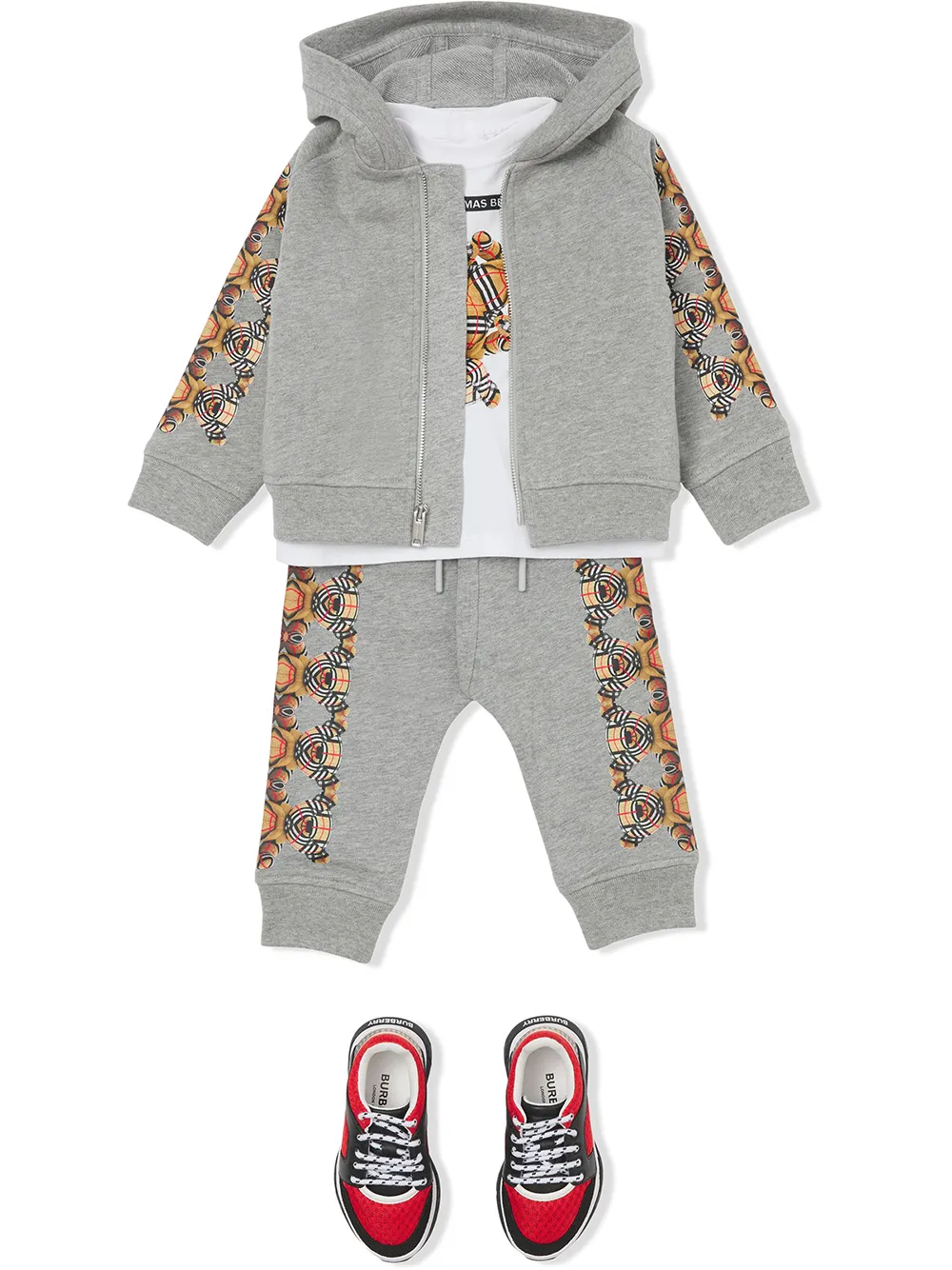 Burberry Kids Trainingsbroek met teddyprint - Grijs