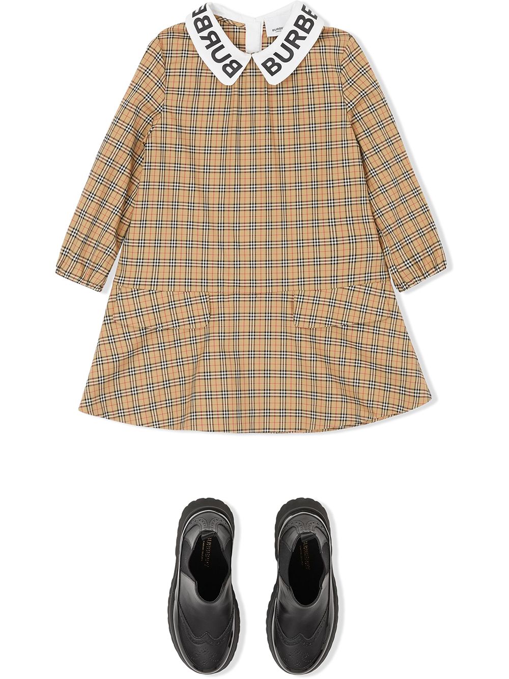 Burberry Kids Jurk met logoprint - Bruin