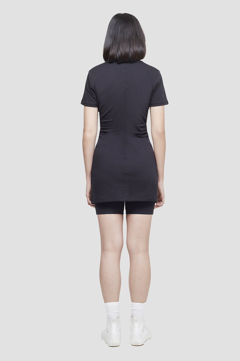 The Everyday Mini Dress-black #1 The Everyday Mini Dress, Black cotton Everyday T-shirt minidress from 3.1 PHILLIP LIM featuring jersey fleece, ruched detailing, crew neck, short sleeves, straight hem and thigh-length.- 3
