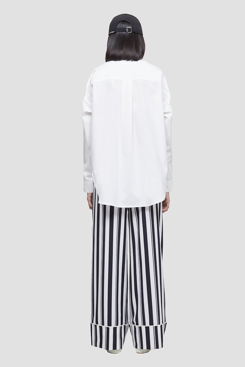 Striped PJ Pant-white #0 Striped PJ Pant, White/midnight blue Playtime PJ trousers from 3.1 PHILLIP LIM featuring candy stripe pattern, elasticated waistband, drawstring fastening, two side slit pockets, rear welt pocket, wide leg and turn-up cuffs.- 2
