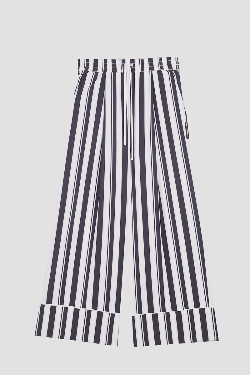 Striped PJ Pant-white #0 Striped PJ Pant, White/midnight blue Playtime PJ trousers from 3.1 PHILLIP LIM featuring candy stripe pattern, elasticated waistband, drawstring fastening, two side slit pockets, rear welt pocket, wide leg and turn-up cuffs.- 6