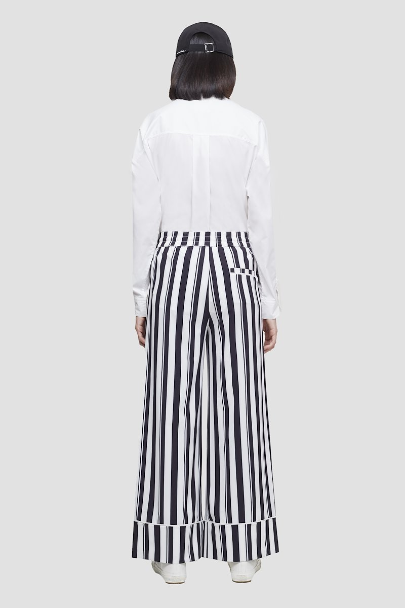 Striped PJ Pant-white #0 Striped PJ Pant, White/midnight blue Playtime PJ trousers from 3.1 PHILLIP LIM featuring candy stripe pattern, elasticated waistband, drawstring fastening, two side slit pockets, rear welt pocket, wide leg and turn-up cuffs.- 4