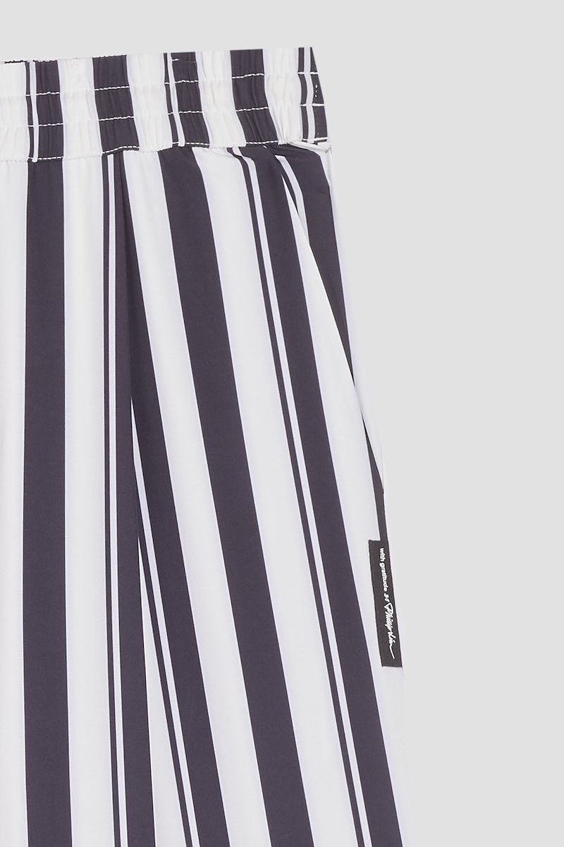 Striped PJ Pant-white #0 Striped PJ Pant, White/midnight blue Playtime PJ trousers from 3.1 PHILLIP LIM featuring candy stripe pattern, elasticated waistband, drawstring fastening, two side slit pockets, rear welt pocket, wide leg and turn-up cuffs.- 8
