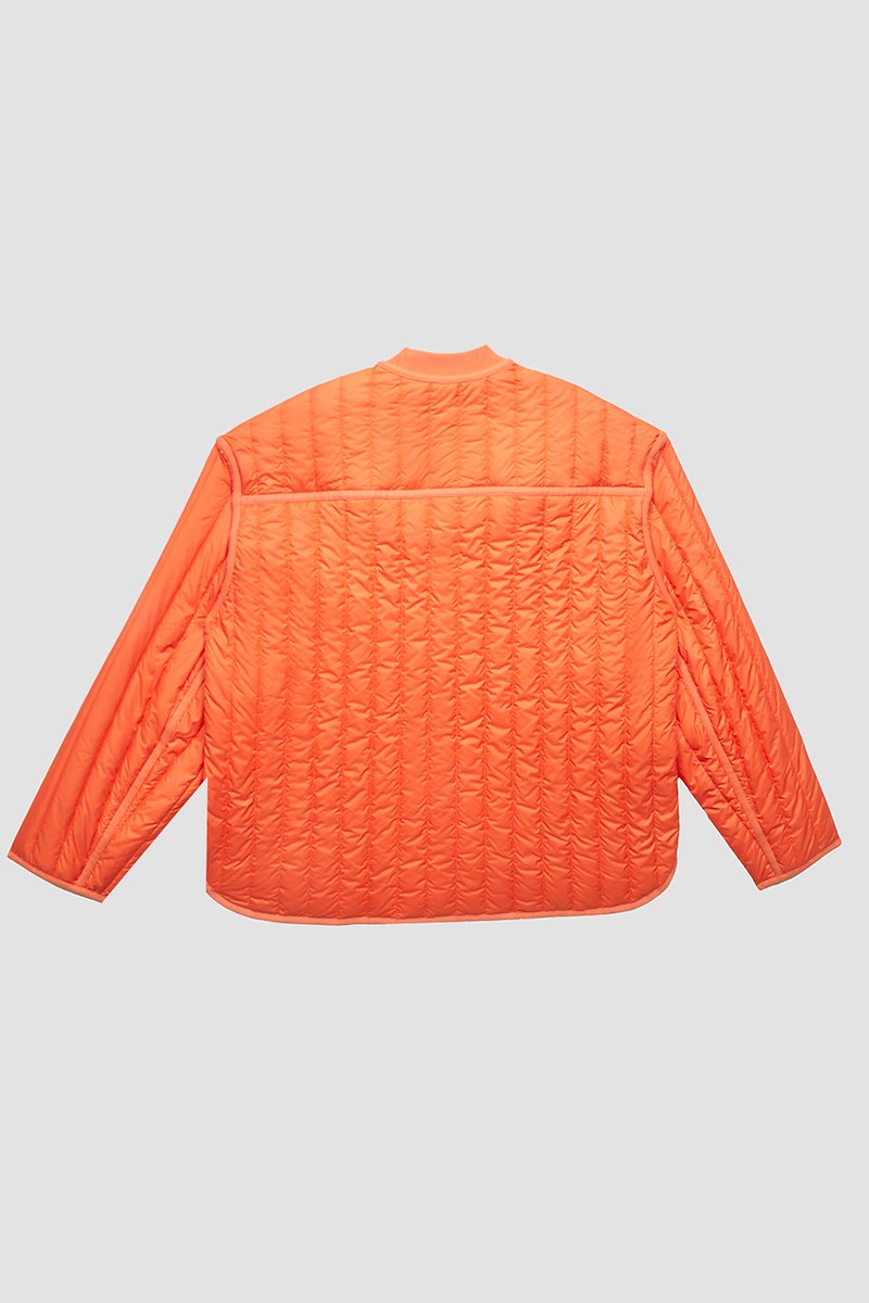 Quilted Liner Jacket-orange #1 Quilted Liner Jacket, Orange quilted single-breasted jacket from 3.1 PHILLIP LIM featuring quilted, collarless, drop shoulder, front press-stud fastening, long sleeves, elasticated cuffs, two side slit pockets and straight hem.- 7