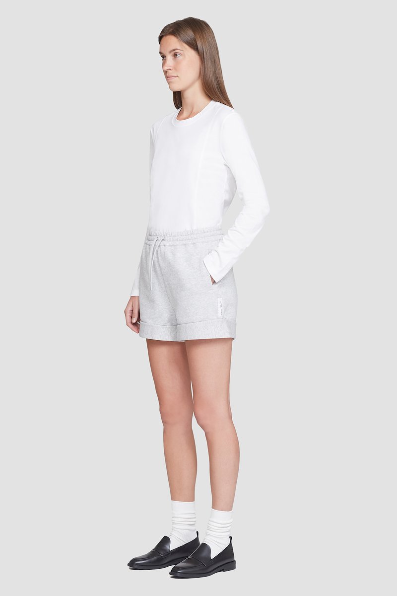 The Everyday Short-grey #0 The Everyday Short, Light heather grey cotton Everyday rolled cotton shorts from 3.1 PHILLIP LIM featuring logo patch to the side, elasticated drawstring waistband, two side slash pockets and turn-up cuffs.- 2
