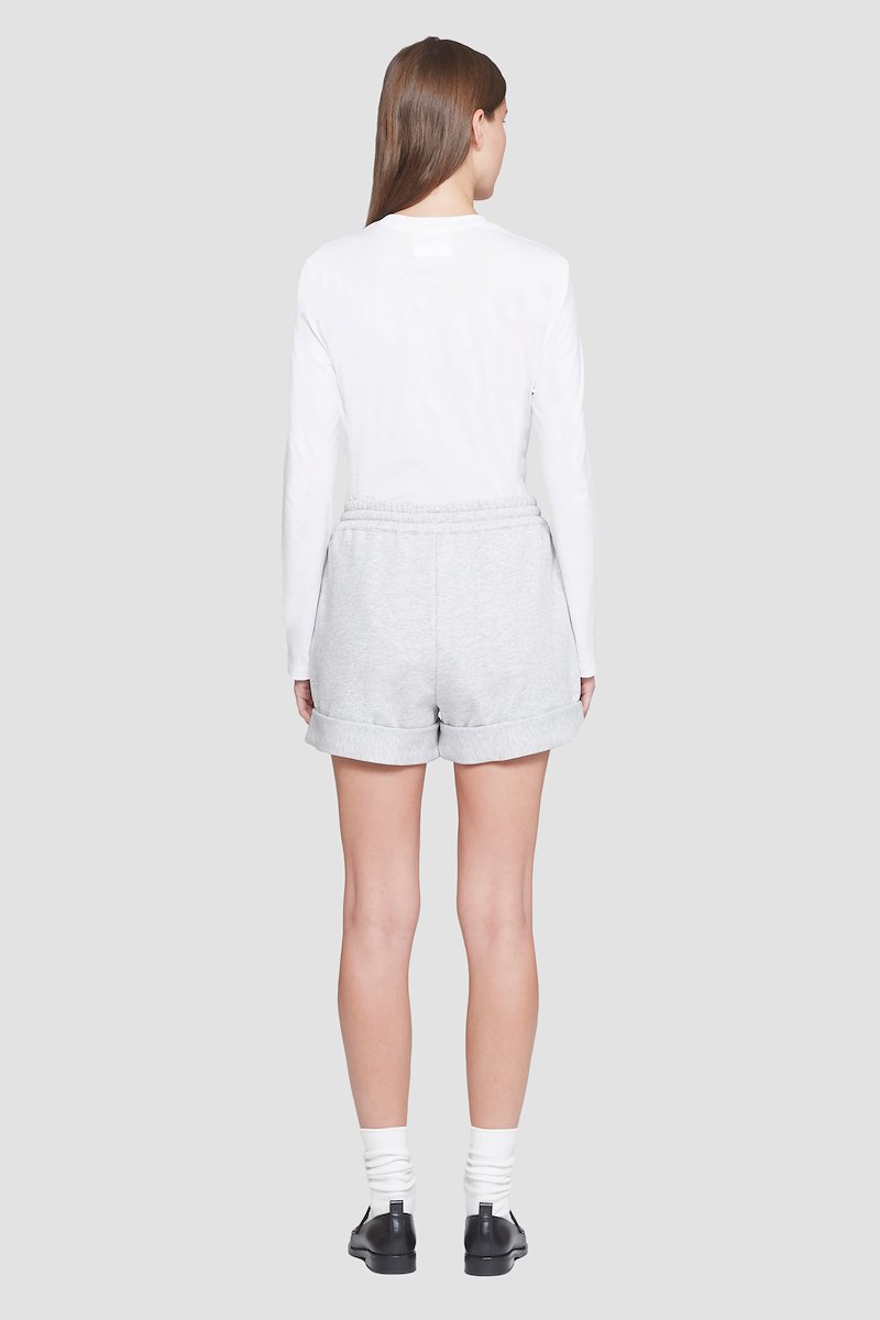 The Everyday Short-grey #1 The Everyday Short, Light heather grey cotton Everyday rolled cotton shorts from 3.1 PHILLIP LIM featuring logo patch to the side, elasticated drawstring waistband, two side slash pockets and turn-up cuffs.- 3
