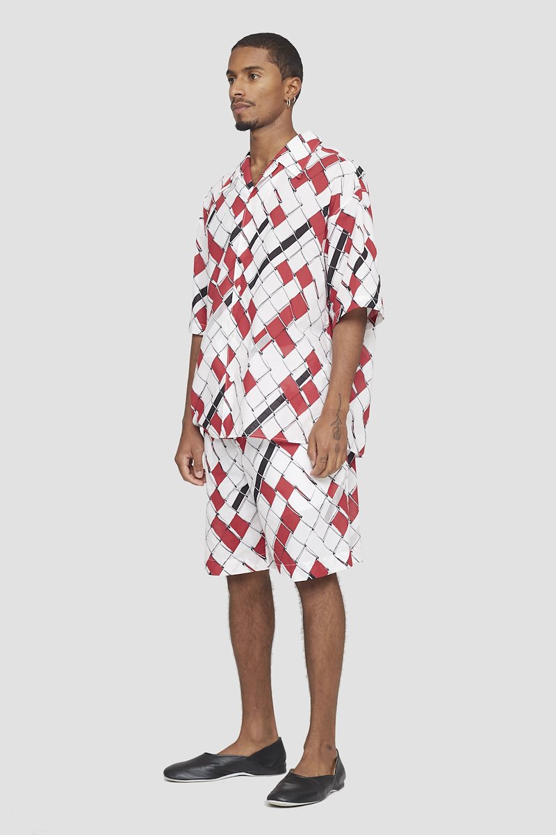 Short Sleeve Shirt-multicolour #0 Short Sleeve Shirt, woven-print short-sleeved shirt from 3.1 PHILLIP LIM featuring white, red, all-over graphic print, straight-point collar, front button fastening and short sleeves.- 2
