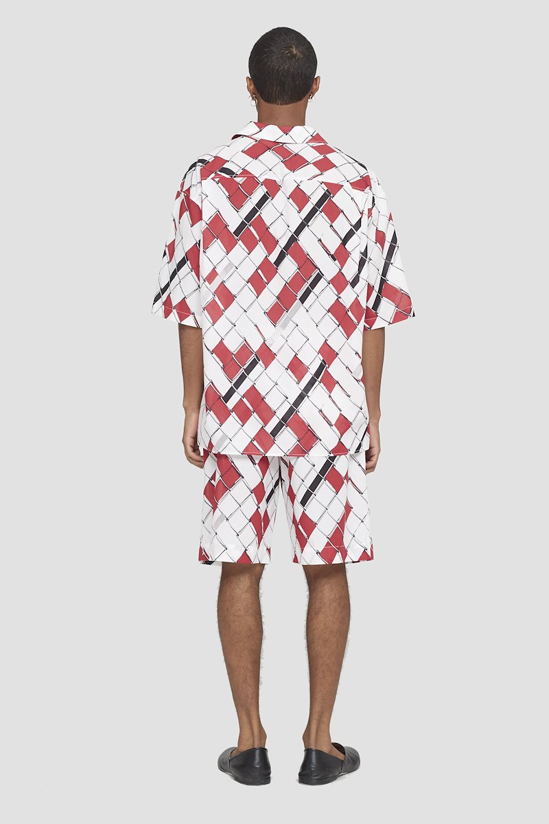 Short Sleeve Shirt-multicolour #1 Short Sleeve Shirt, woven-print short-sleeved shirt from 3.1 PHILLIP LIM featuring white, red, all-over graphic print, straight-point collar, front button fastening and short sleeves.- 3