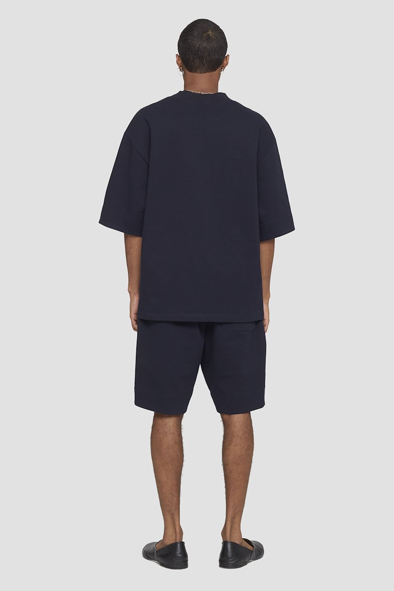 V-Neck Knit Shirt-blue #1 V-Neck Knit Shirt, contrast-trim T-shirt from 3.1 PHILLIP LIM featuring midnight blue, cotton, contrast stitching, V-neck, ribbed trim and short sleeves.- 3