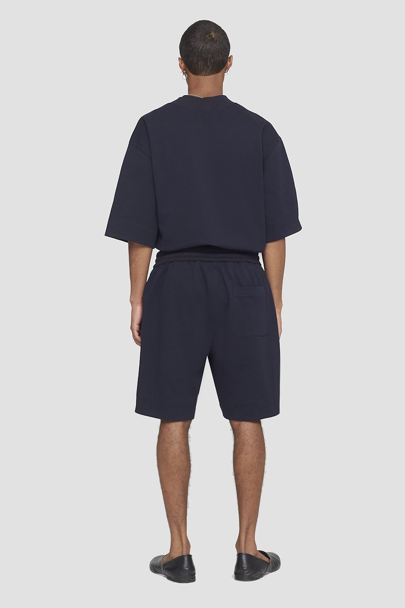 Boxer Short-blue #1 Boxer Short, drawstring cotton shorts from 3.1 PHILLIP LIM featuring navy blue, cotton, elasticated drawstring waistband, two side slit pockets, straight leg and thigh-length.- 3