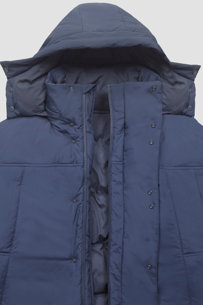 Unisex Duvet Parka-blue #0 Unisex Duvet Parka, Midnight blue Duvet oversized parka from 3.1 PHILLIP LIM featuring water-repellent, detachable hood, high neck, front press-stud and zip fastening, long sleeves, two handwarmer pockets and curved hem.- 14