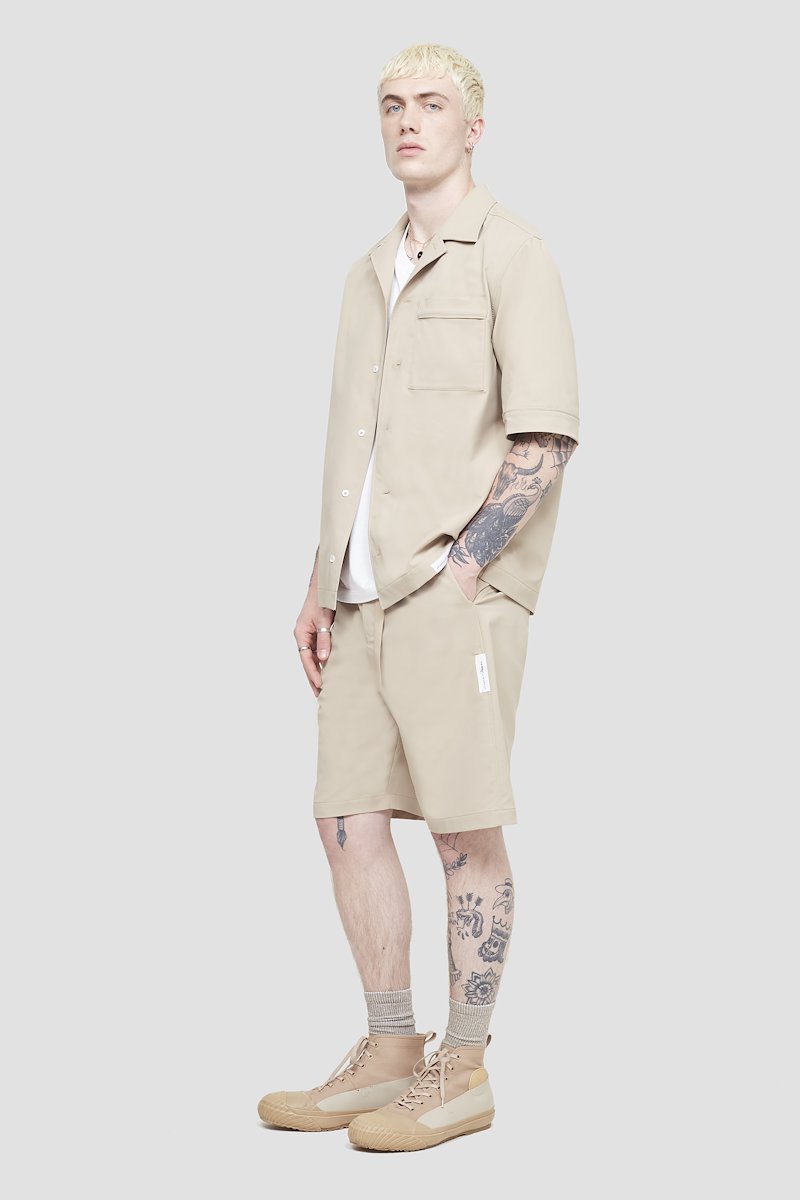 Kickin' It Shirt-neutrals #0 Kickin' It Shirt, Beige Kickin It short-sleeved shirt from 3.1 PHILLIP LIM featuring spread collar, concealed front fastening, short sleeves, chest patch pocket and straight hem.- 2