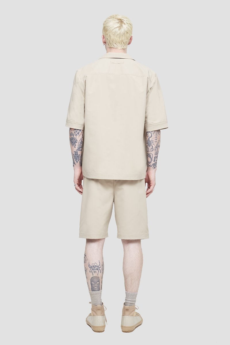 Kickin' It Shirt-neutrals #1 Kickin' It Shirt, Beige Kickin It short-sleeved shirt from 3.1 PHILLIP LIM featuring spread collar, concealed front fastening, short sleeves, chest patch pocket and straight hem.- 3