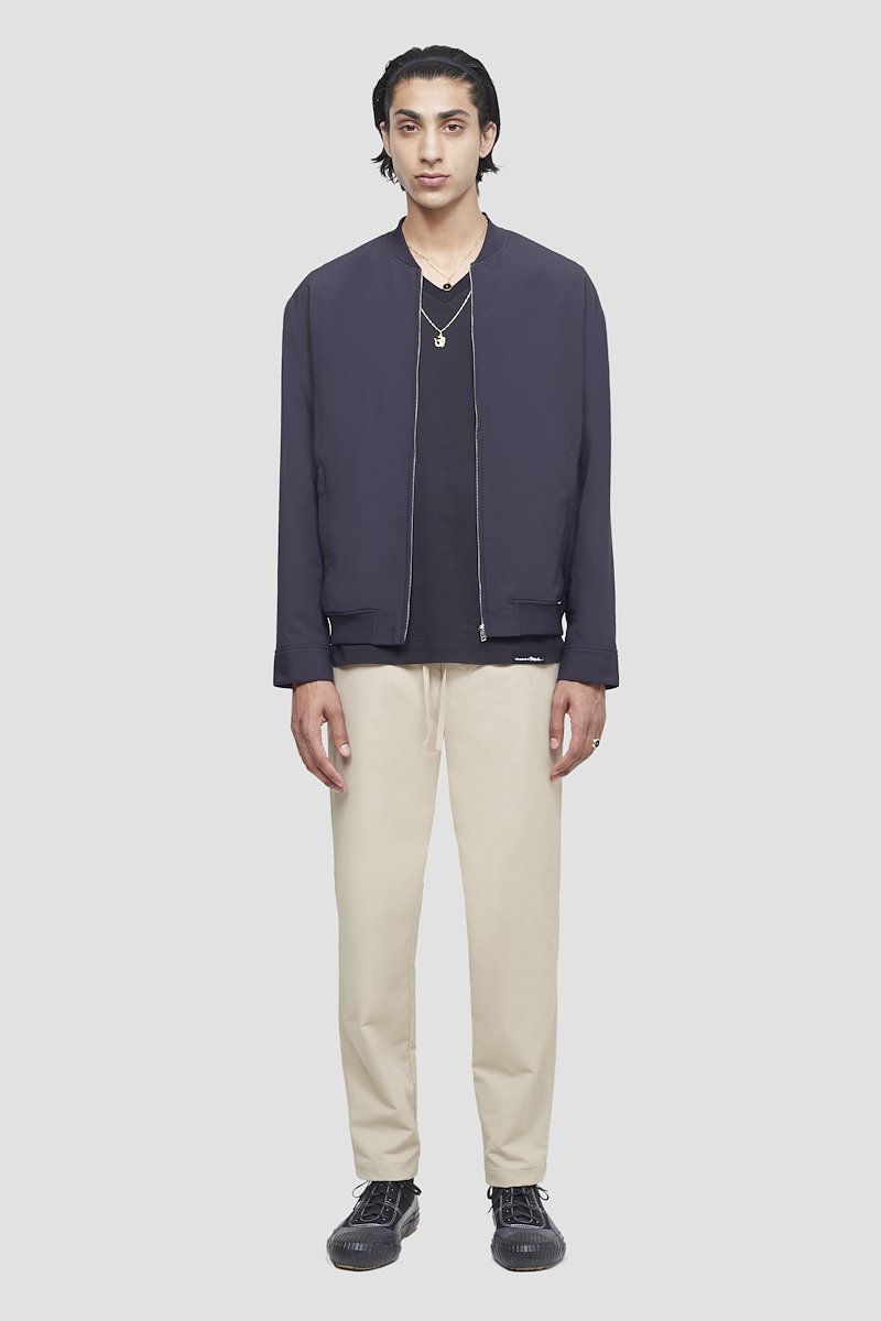 Kickin' It Bomber Jacket-blue #0 Kickin' It Bomber Jacket, Midnight blue Kickin It bomber jacket from 3.1 PHILLIP LIM featuring ribbed detailing, logo patch to the front, band collar, front zip fastening, long sleeves and two front welt pockets.- 0