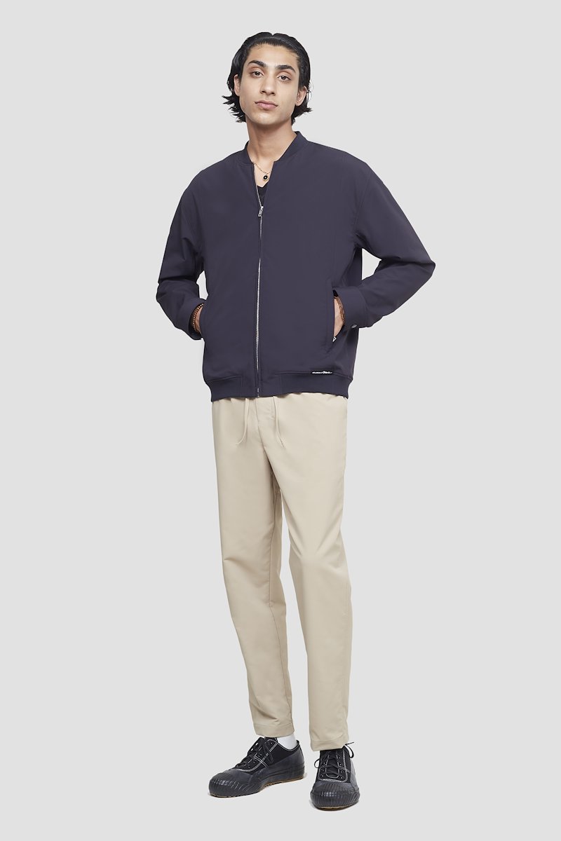 Kickin' It Bomber Jacket-blue #1 Kickin' It Bomber Jacket, Midnight blue Kickin It bomber jacket from 3.1 PHILLIP LIM featuring ribbed detailing, logo patch to the front, band collar, front zip fastening, long sleeves and two front welt pockets.- 1