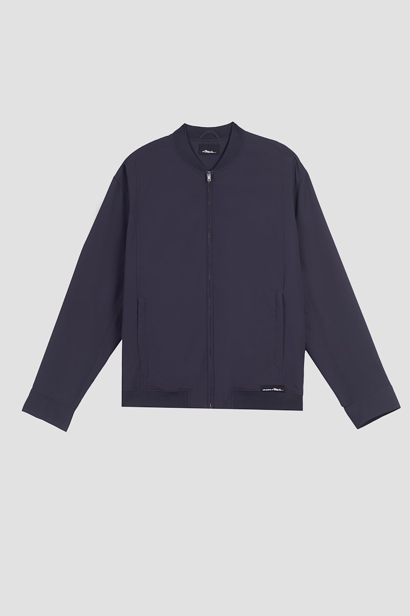 Kickin' It Bomber Jacket-blue #1 Kickin' It Bomber Jacket, Midnight blue Kickin It bomber jacket from 3.1 PHILLIP LIM featuring ribbed detailing, logo patch to the front, band collar, front zip fastening, long sleeves and two front welt pockets.- 5