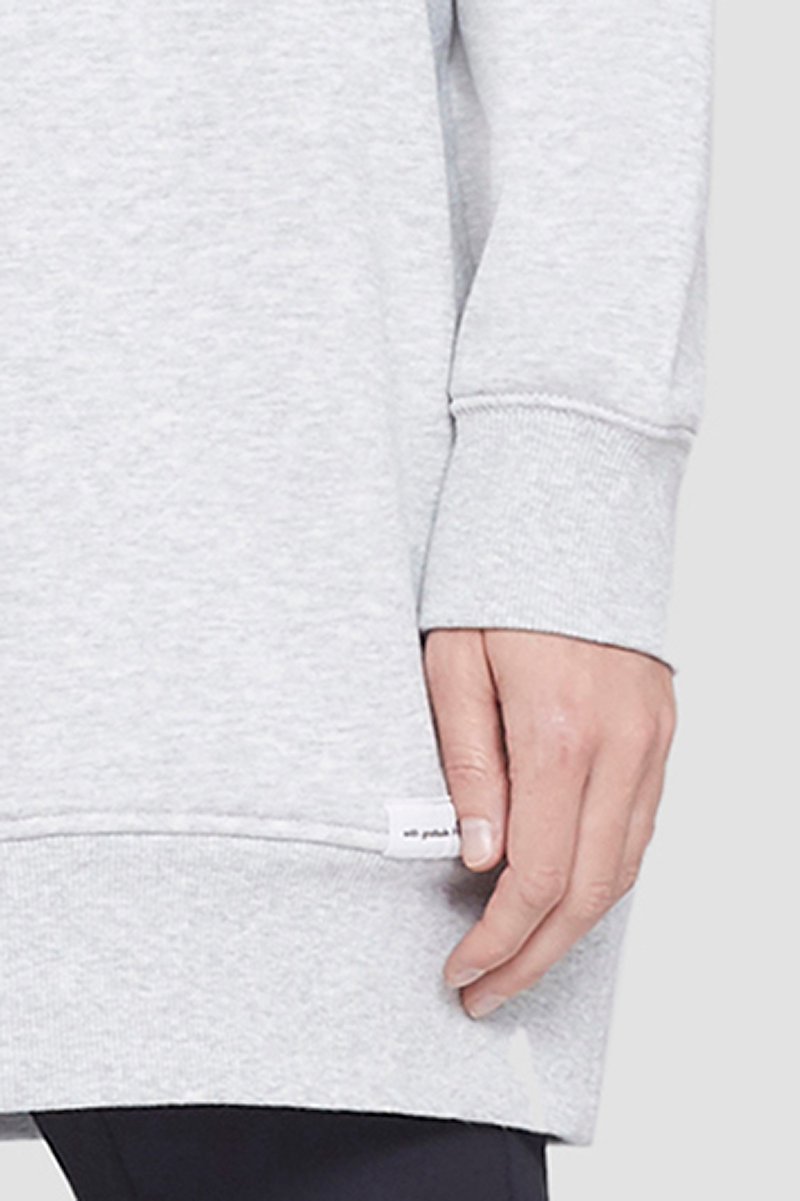 The Live-In Sweat Dress-grey #1 The Live-In Sweat Dress, Light heather grey stretch cotton The Live-In sweatshirt dress from 3.1 PHILLIP LIM featuring drawstring hood, drop shoulder, long sleeves, two side slit pockets, ribbed edge and thigh-length.- 5