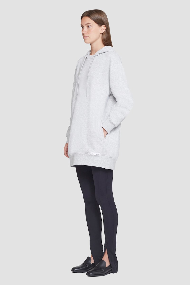 The Live-In Sweat Dress-grey #0 The Live-In Sweat Dress, Light heather grey stretch cotton The Live-In sweatshirt dress from 3.1 PHILLIP LIM featuring drawstring hood, drop shoulder, long sleeves, two side slit pockets, ribbed edge and thigh-length.- 2